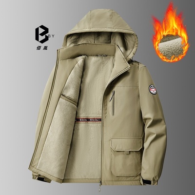佰胤秋冬季加绒冲锋衣大码