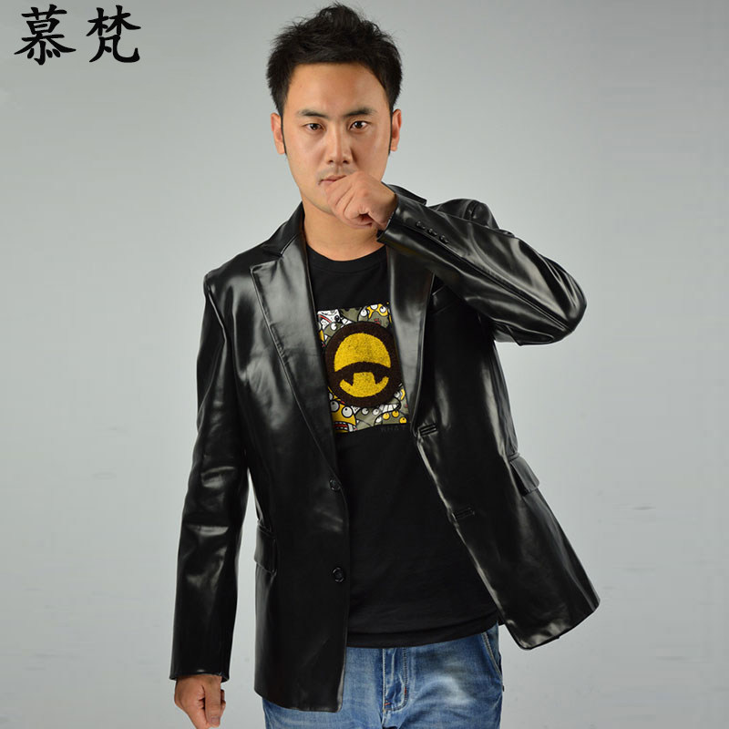 秋冬男款修身外套青年皮西装