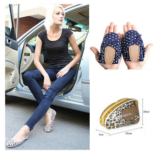 女士开车鞋蛋卷鞋学车折叠鞋口袋鞋办公室布单鞋旅游亮片豹纹包邮