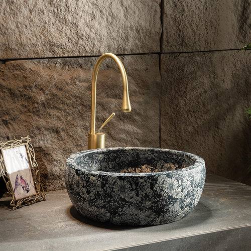 鑫赫无孔景德镇陶瓷复古台上盆