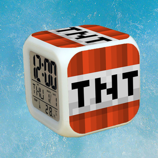 我的世界闹钟MC游戏周边苦力怕七彩夜灯电子钟表学生儿童生日礼物