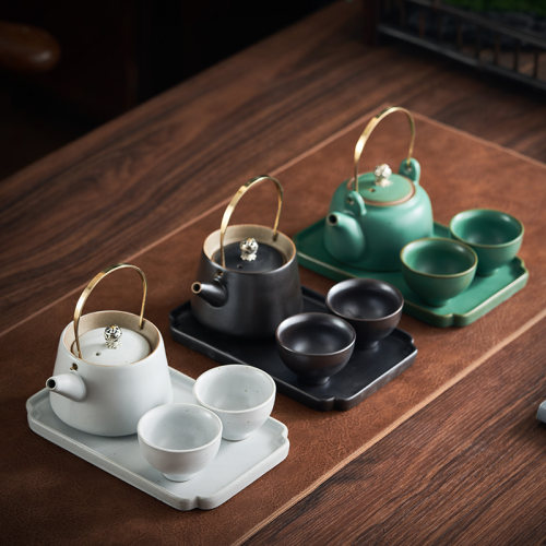 小套功夫茶具套装日式粗陶茶杯