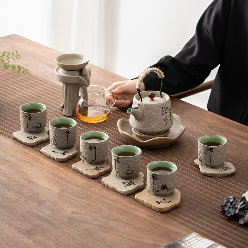 整套功夫茶具套装日式粗陶茶壶