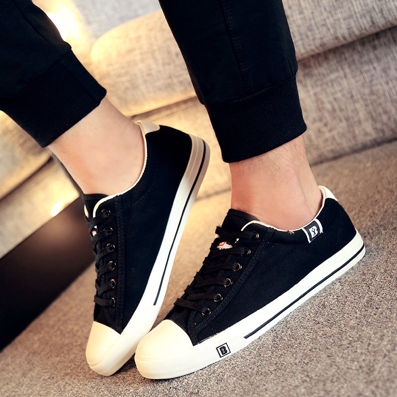 人本帆布鞋男春季学生休闲板鞋平底低帮运动球鞋系带透气布鞋子潮,流行男鞋,帆布鞋,淘宝优惠券,粉丝福利购,淘宝优惠卷