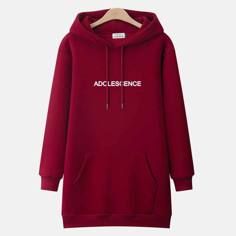 秋冬新款宽松中长款卫衣女加绒加厚大码胖mm200斤胖妹妹连帽外套