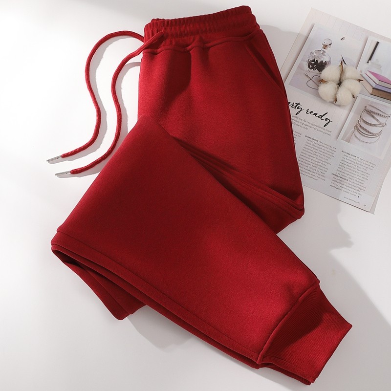 酒红春秋休闲裤女薄款小个子束脚运动裤2025新款卫裤冬季女士裤子