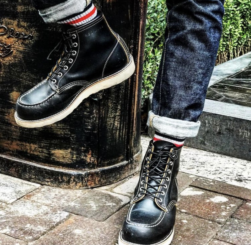 美国正品红翼9874日本黑色茶芯狗标redwing黑狗复古牛皮工装靴