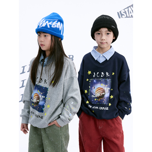 JAC梦想家童装 领加绒卫衣外套保暖男女儿童上衣 假两件衬衫