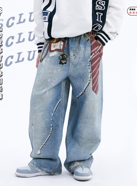 JAC梦想家童装◆25秋冬新款~3D领带百搭男女儿童加绒软牛仔裤长裤