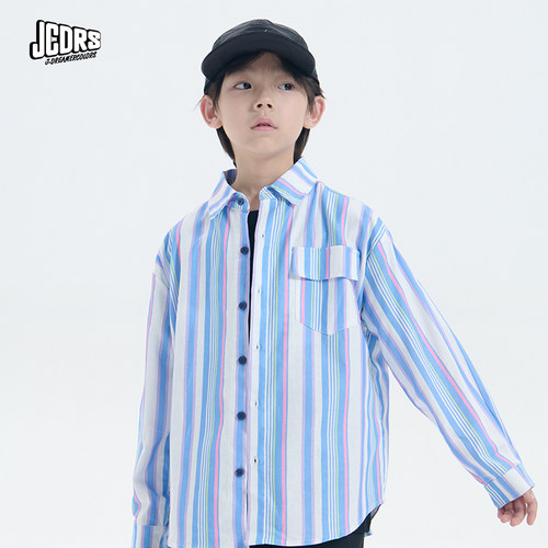 纯棉条纹衬衫复古日系条纹