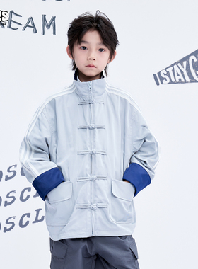 JAC梦想家童装◆25秋冬儿童灰色新中式盘扣亲子加厚男童女童外套