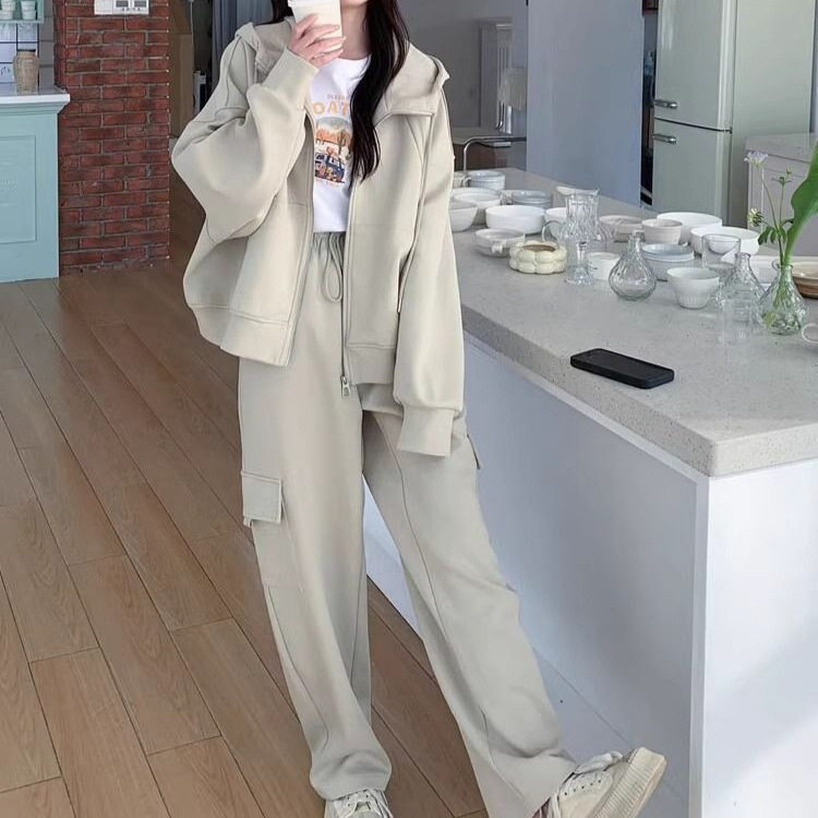 大码秋季洋气减龄卫衣休闲运动套装女胖mm时髦显瘦两件套2-300斤