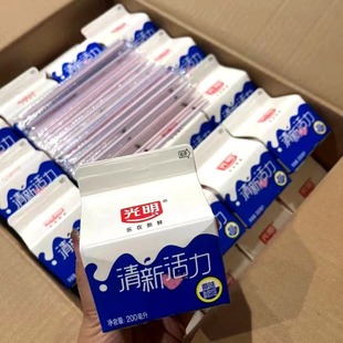 新日期光明乳业清新活力盒装200ml原味酸奶饮品饭店餐饮牛奶冷藏