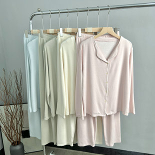 双面磨毛长袖 2026春秋女士家居服套装 长裤 女 睡衣套装 海藻纤维