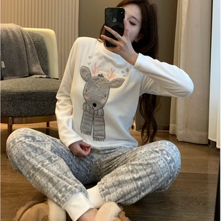 欧美单！福利！多囤点！2025秋冬摇粒绒家居服套装女睡衣睡裤套装