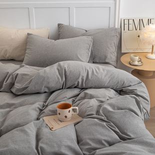 出口单！纯棉极简风！全棉色织水洗简约条纹四件套床单被套枕套