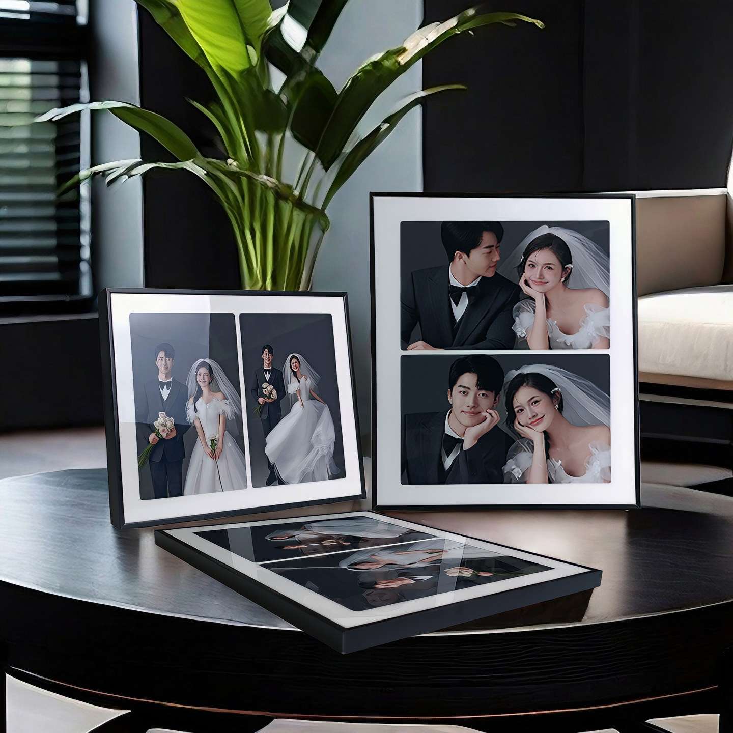 摆台相框照片定制婚纱写真全家福摆件黑色金属挂画相册打印洗照片