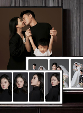 婚纱写真相框摆台挂画高端定制作结婚全家福照片打印黑色金属摆件