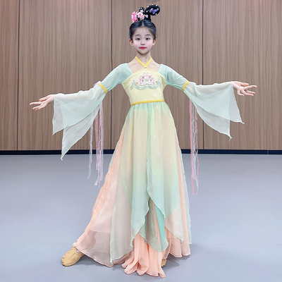 古典舞服装儿童女中国舞演出服新款仙气飘逸纱衣身韵舞蹈服练功服
