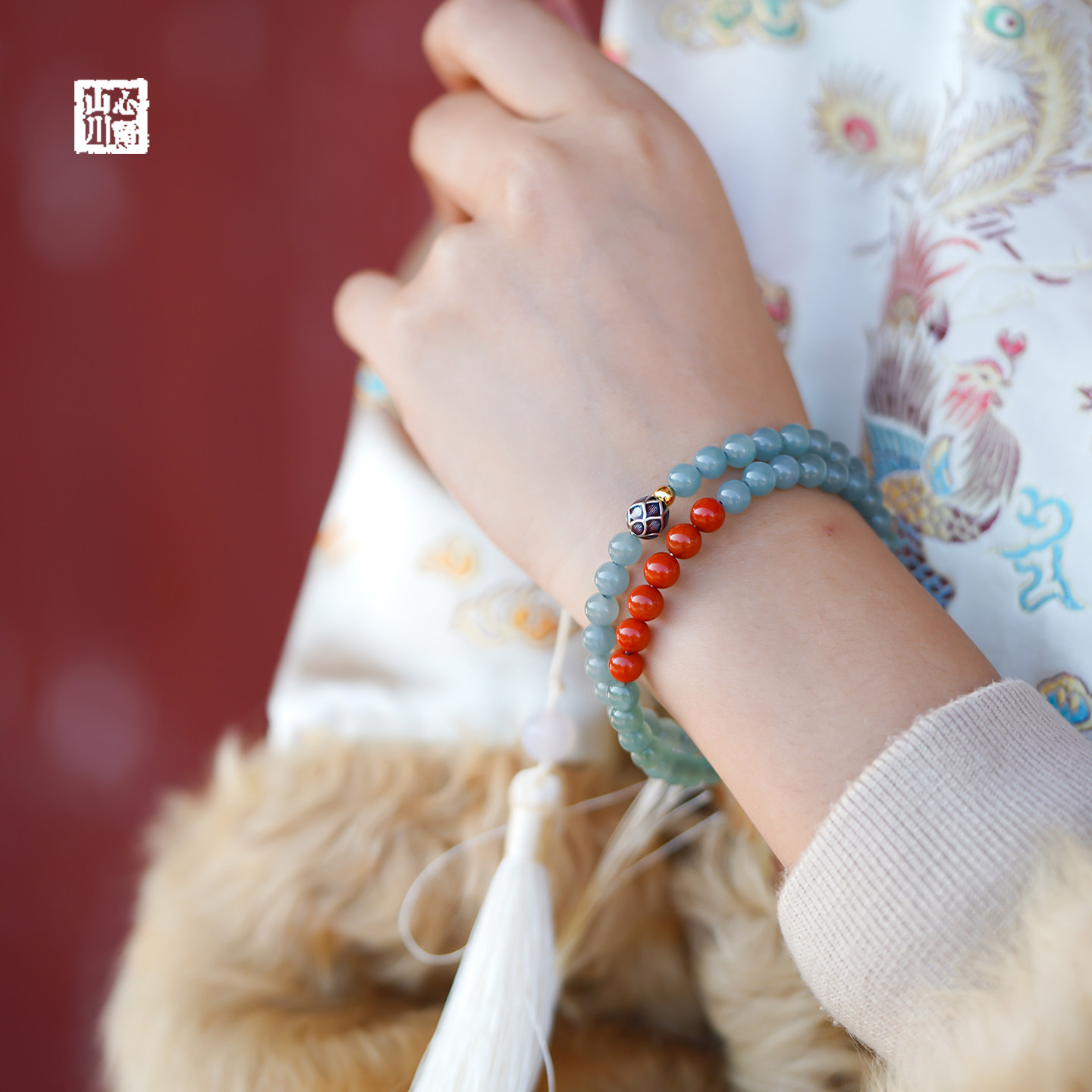 山川心语天然翡翠冰种蓝水手链