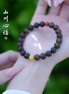 芽庄奇楠沉香蜜蜡南红凝香手链女