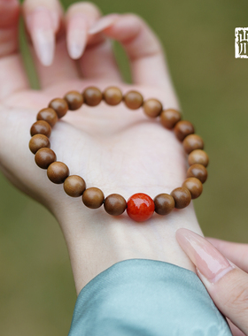 高端天然老山檀南红转运本命年手串单圈文玩手串串珠高级稀缺老料