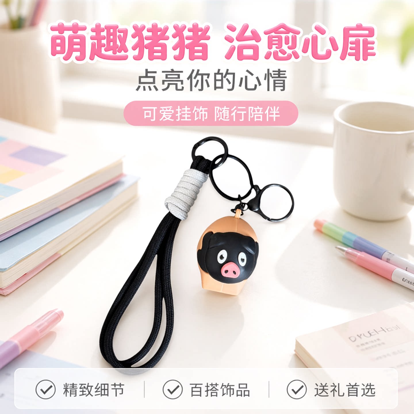 网红逐玉同款小猪钥匙扣挂件宠物猪啰啰挂饰学生包包钥匙链小礼物