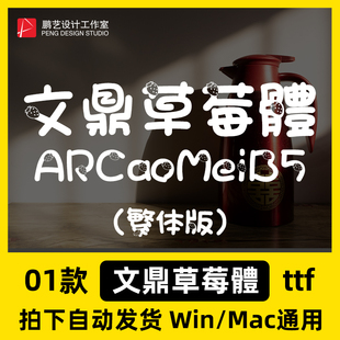 文鼎草莓體 HP ARCaoMeiB5 HV 中文繁体字体包Win/Mac/WPSAI/PS
