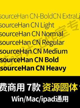 可商用字体包 思源柔黑升级版 资源圆体 Resource Han Rounded CN