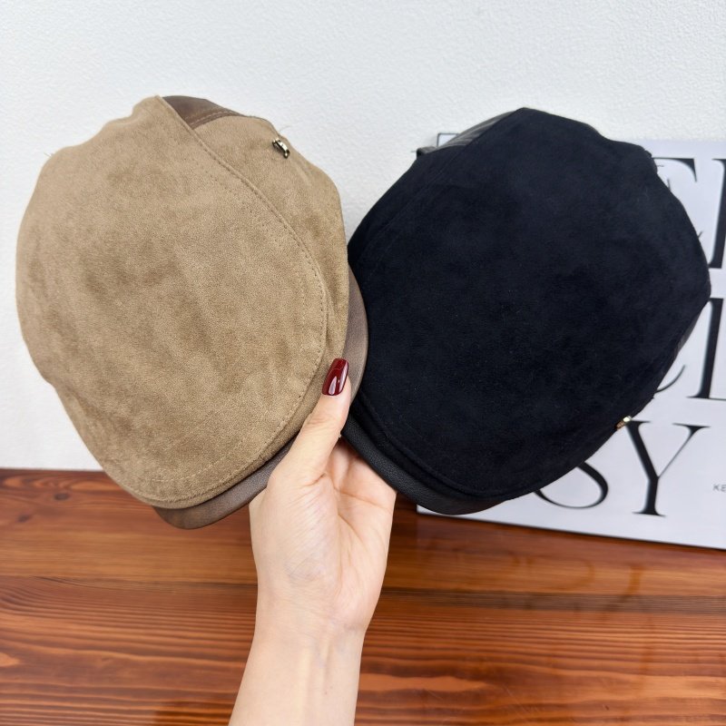 帽子男韩版春秋季休闲百搭前进帽男女纯色复古英伦贝雷帽潮画家帽