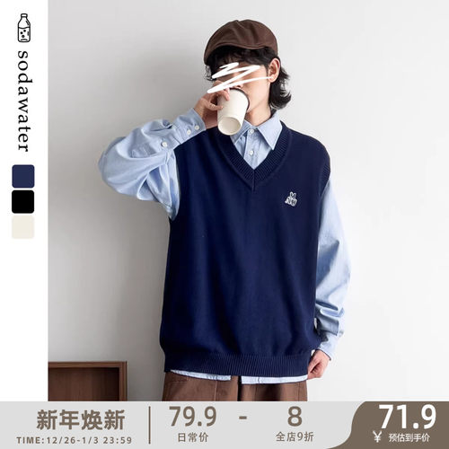 春季套头针织马甲V领青春时尚