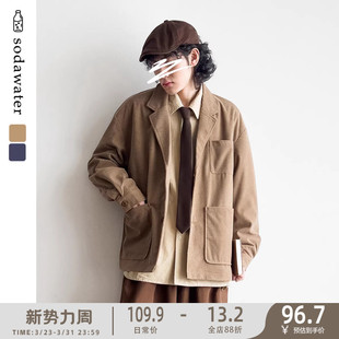春季 小西装 青年流行华夫格单西外套 时尚 苏打汽水工作室日系男女款