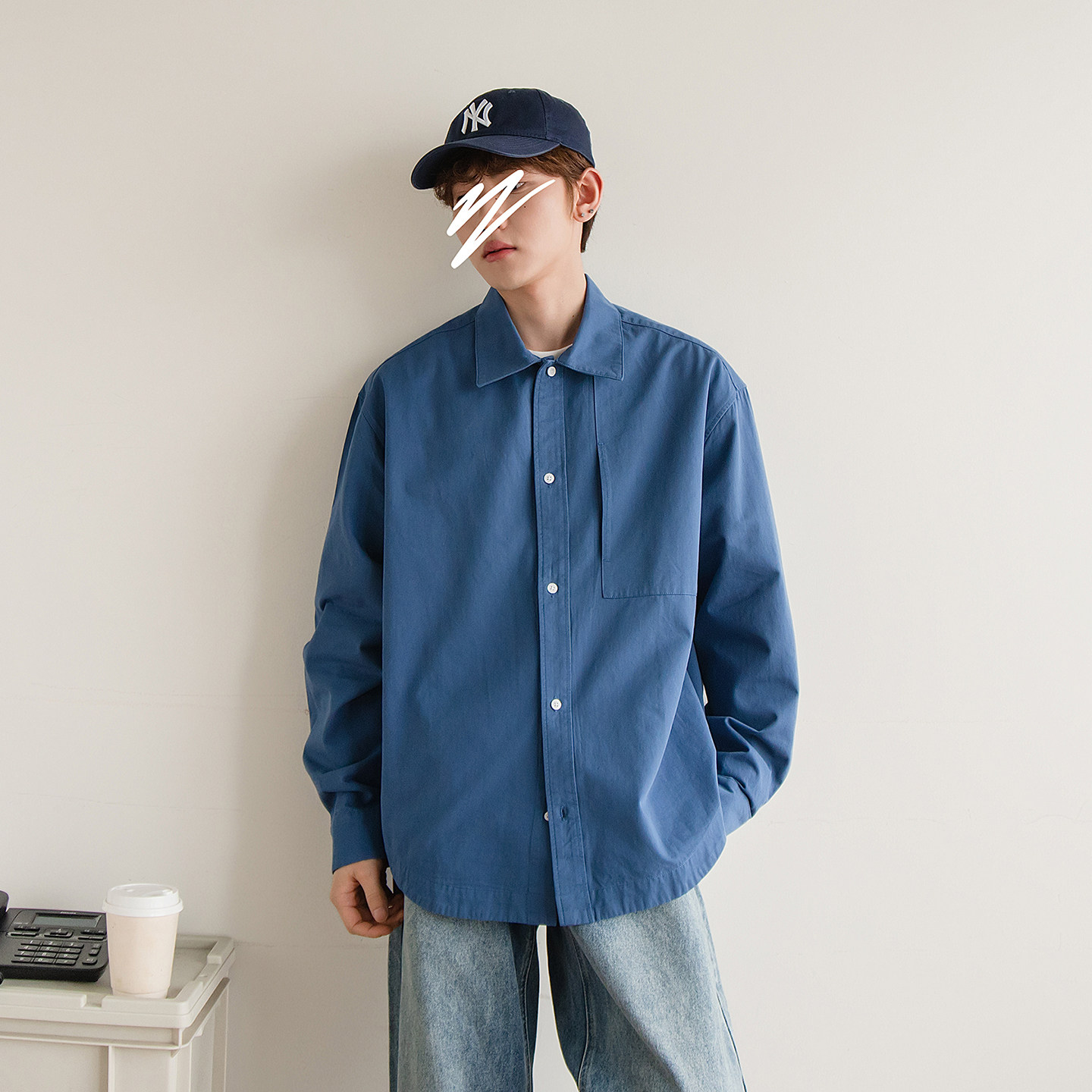 苏打汽水工作室秋季新款时尚休闲百搭长袖衬衫日系男女款纯色衬衣