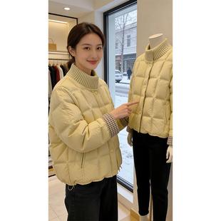 【暖系流光】温柔黄色针织拼接立领棉服2025冬季新款保暖外套