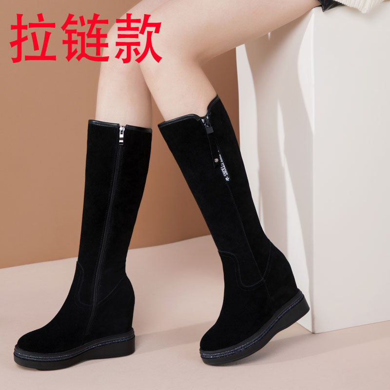 CASUAL 2025 FALL|WINTER 10CM LEATHER INNER HEIGHT BOOTS SLIM TALL PILE BUT NOT KNEE HIGH HEEL WOMENS BOOTS