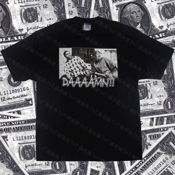 踢恩踢 DAMN 2Pac Hiphop Vintage Tee 3嘻哈圆领短袖说唱复古T恤-封面