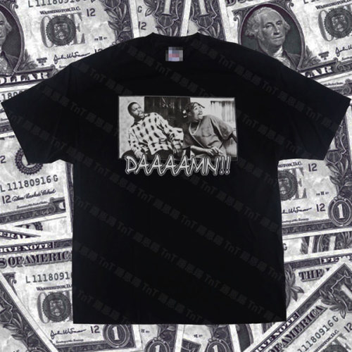 踢恩踢 DAMN 2Pac Hiphop Vintage Tee 3嘻哈圆领短袖说唱复古T恤