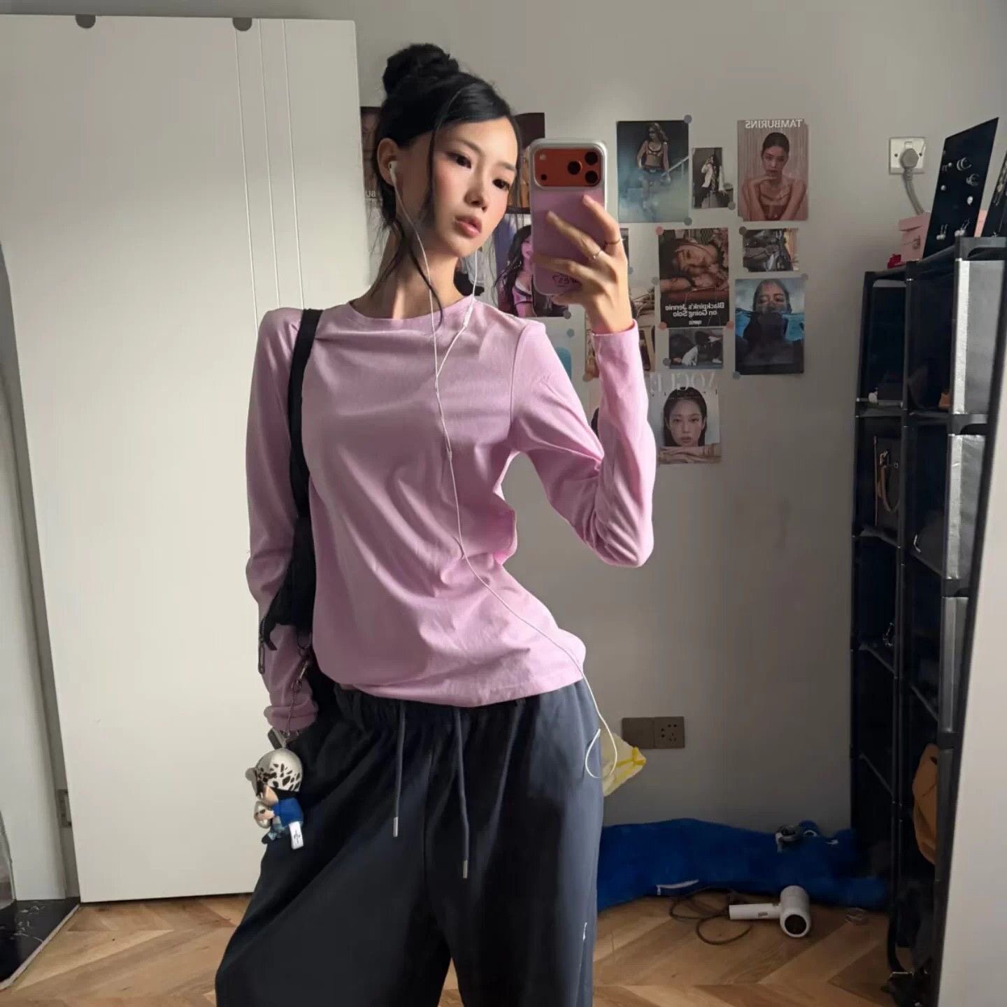 2026新款韩系纯色简约长袖防晒罩衫女外搭薄款设计感宽松t恤上衣