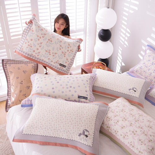 纯棉纱布大枕巾一对全棉柔软吸汗