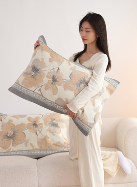 100%纯棉纱布枕巾一对装加厚柔软透气盖巾家用四季防滑全棉枕头巾