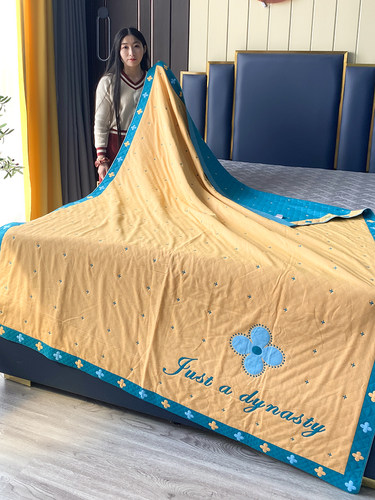 纯棉双面宽边毛巾被春秋午睡