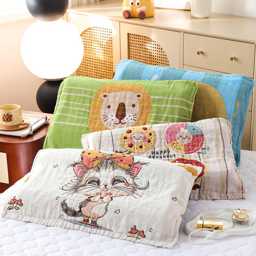 纯棉纱布吸汗单人家用透气枕头巾