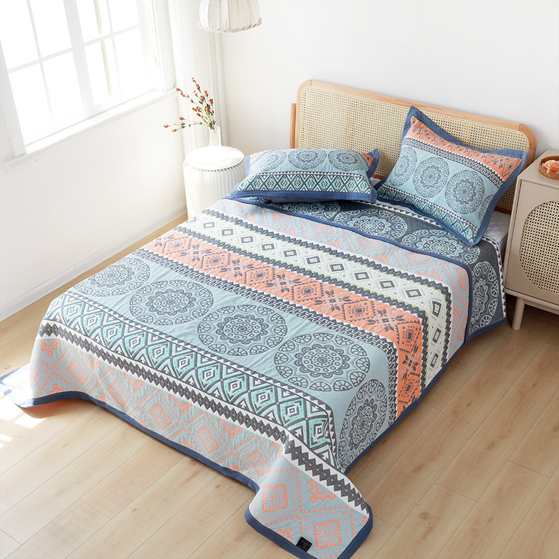 三件套纯棉纱布床单床盖不滑床