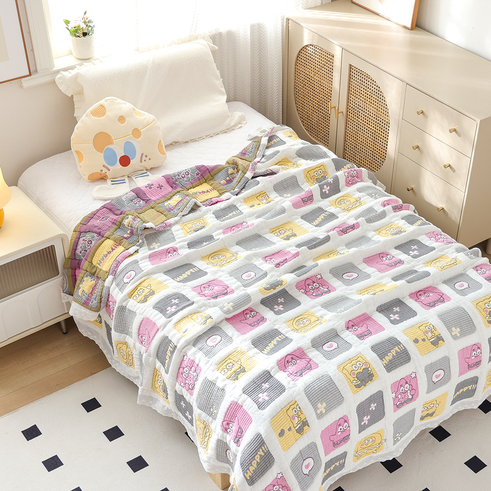 纯棉果洞泡芙被四季新款成人家用全棉盖毯柔软透气办公室毛巾被子