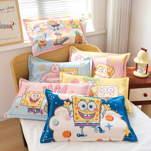 纯棉纱布枕套可爱卡通全棉加厚