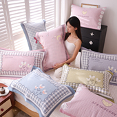 六层纯棉纱布枕巾一对四季 用吸汗加厚柔软盖巾全棉家用成人枕头巾