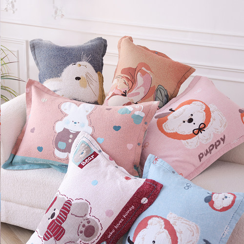 高密纯棉纱布按扣枕套全包不脱落