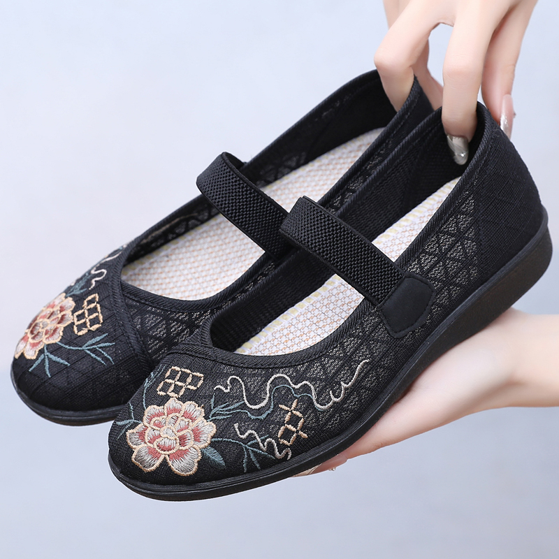 夏季老北京布鞋妈妈网面休闲鞋