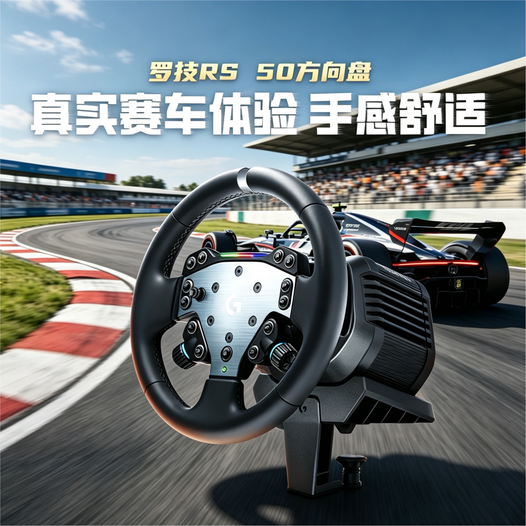 罗技RS50方向盘双踏板手刹套装图片
