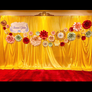 婚礼布置背景墙纱幔婚庆背景打底布幔舞台幕布帷幔装饰布置